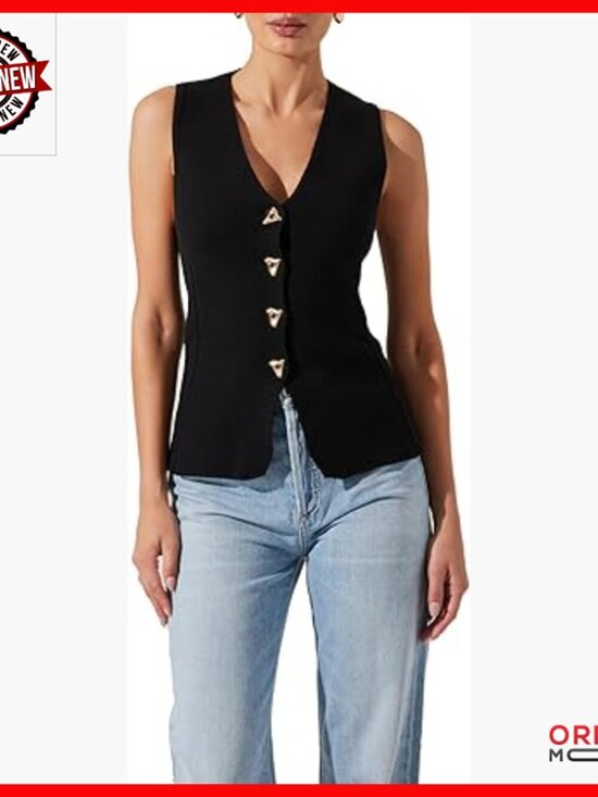 Other - Large Cotton Sweater Vest Button Front Fitted Stretch Knit
